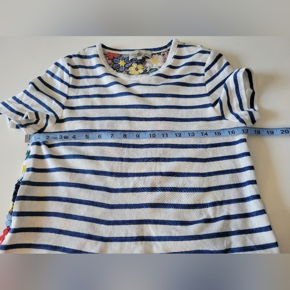 Sea New York Womens Floral Embroidered Striped Tee Blue Size 2 - Picture 7 of 9